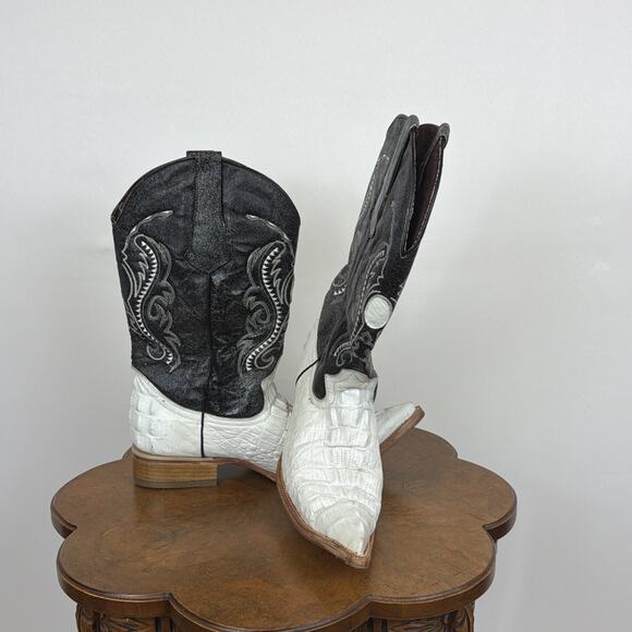 Rebelde Black White Alligator Western Boots Caiman Skin Mens 11.5 Mexico main image 12
